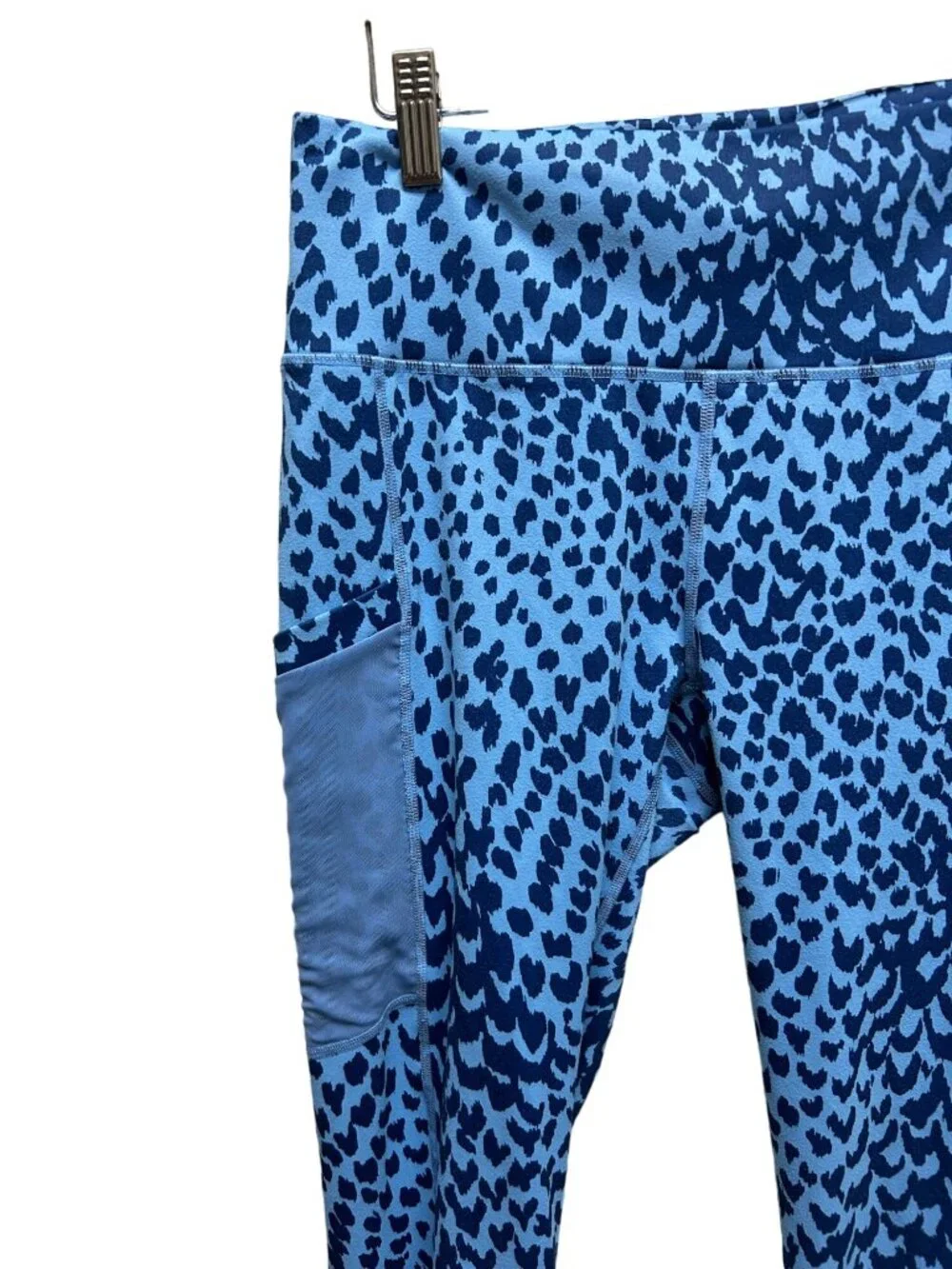Fabletics PowerHold On the Go High Waist Navy & Cornflower Marina Sahara Print L